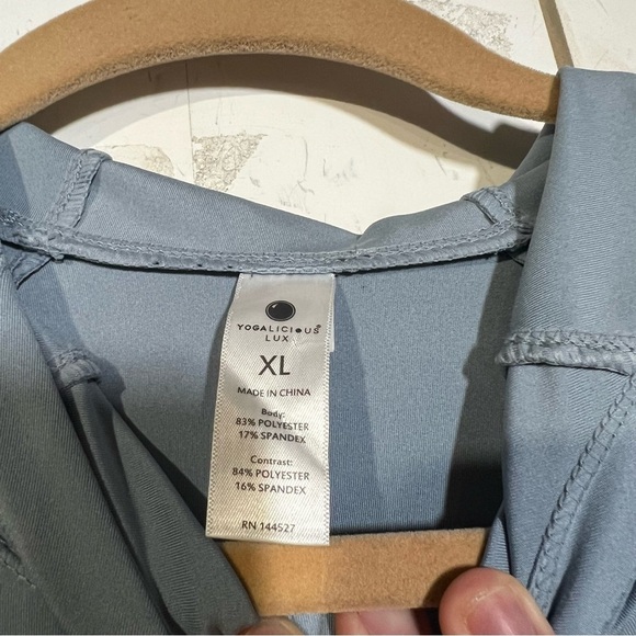 Yogalicious LUX Ultrasoft Jacket Full Zip Light Blue Size XL Pockets Hooded - Picture 4 of 5